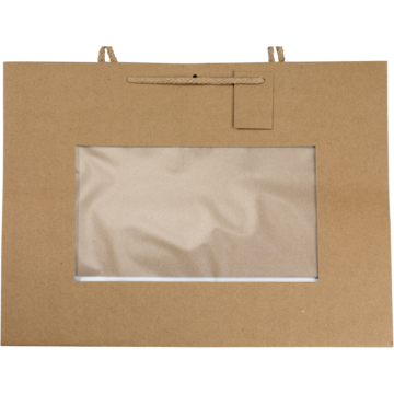 Presentpåse med fönster Small 160x140+80mm Brun