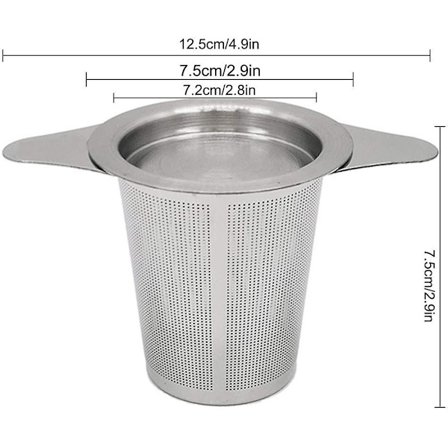 Tesil i rustfritt stål, 2 stk. Tesil Tefilter med dobbelt håndtak og dryppebrett Tesilkopp for de fleste tekopper og teboller