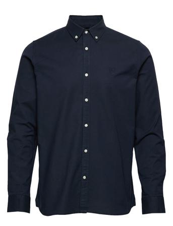 Small Owl Oxford Custom Tailored Sh Skjorta Casual Blå Knowledge Cotton Apparel
