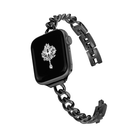 Metal Stållænke Armbånd til Nyt Apple Watch S10 42mm Sort