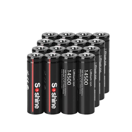 Soshine 14500 AA Li-ion batteri 3,7V 900mAh uppladdningsbart batteri Litiumbatterier 1000 gånger för LED-ficklampa Leksaker Miniräknare