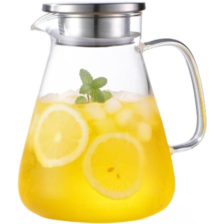 Borosilikatglaskaraff med lock och pip, 2 liter/70oz