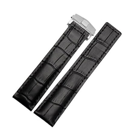 Tag Heuer miesten nahkaranneke - musta/punainen/musta, 19 mm/20 mm/22 mm taittolukko kellon ranneke - musta hopeinen solki