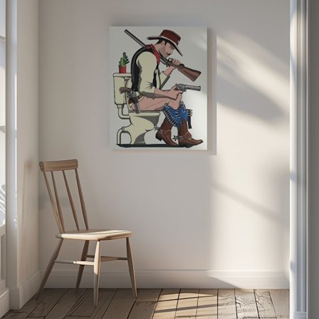 Cowboy On the Toilet Canvastavla 30x40 cm