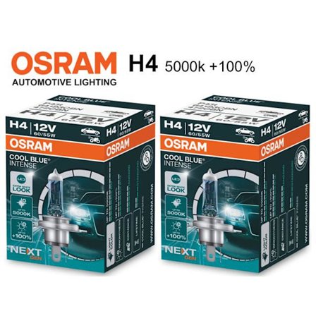 Osram H4 +100% COOL BLUE 5000k halogen lampor 12v DC PGJ19-2