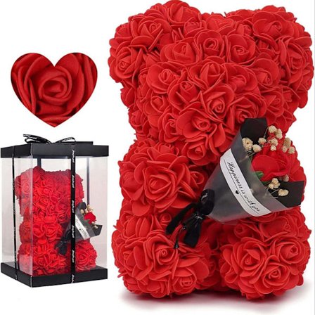 (Rød, 25cm) Valentinsdagsgave til kvinder Rose Bear, Teddy Bear