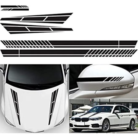 6X Bilstrikere, Stripete Sideskilt Vinyl Dekal Bil Side Grafikk