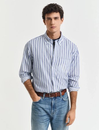 GANT Rel Texture Stripe Shirt - Blue - XXXL
