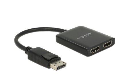 Delock DisplayPort 1.4 Splitter 1 x DisplayPort to 2 x HDMI MST - video/lyd-splitter - 2 porter