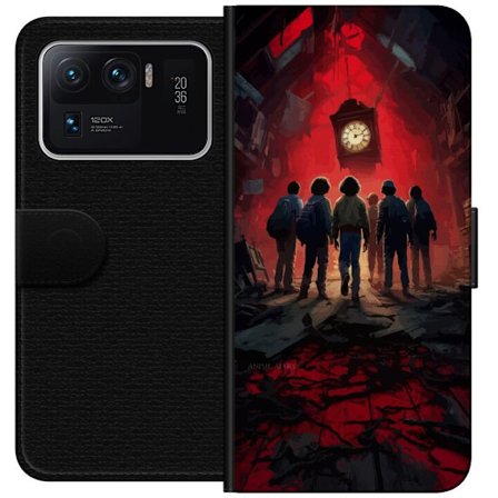 Kompatibelt Plånboksfodral till Xiaomi Mi 11 Ultra Minimalistisk rymdbakgrund med färgglada stjärnor på svart botten, stilren abstrakt design perf