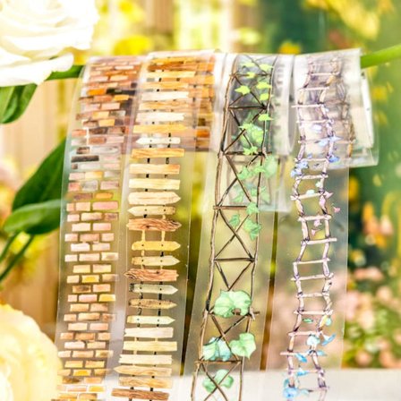 6 rullar PET-tejp, vacker trädgårdstema serie Washi-tejp för scrapbooking, skräpjournal, punktjournal, DIY-hantverk