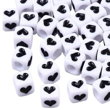 200st 6mm Cube Beads Vit kub Akryl