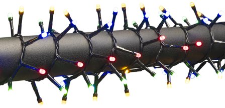 Konstsmide 3871-530 Ljusslinga cluster frostad, färgade, svart kabel 32.98 m, Belysning