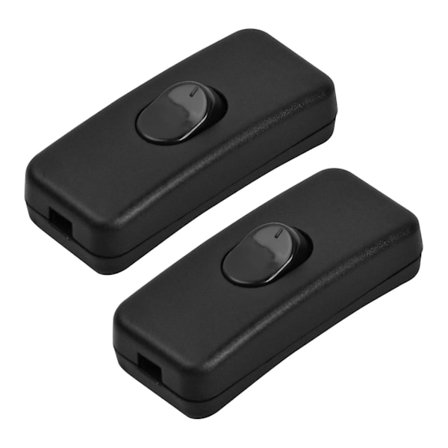 2 stk. 2a enpolet afbryder, 2a 250v ledning afbryder lampe afbryder vippekontakt, inline ledning afbryder til små apparater eller lampe (sort) (FMY)