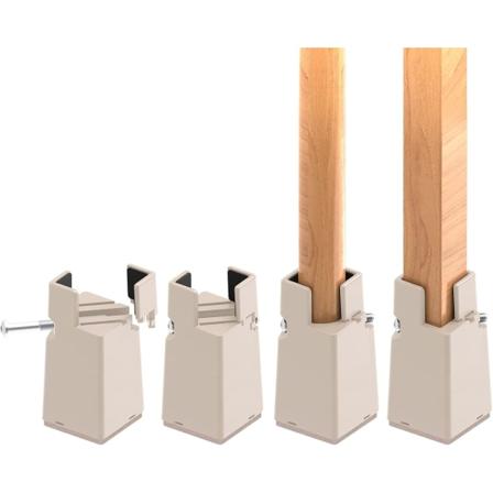 4 stk. Beige justerbare møbelrisere 10 cm med skruklemme, 4 I