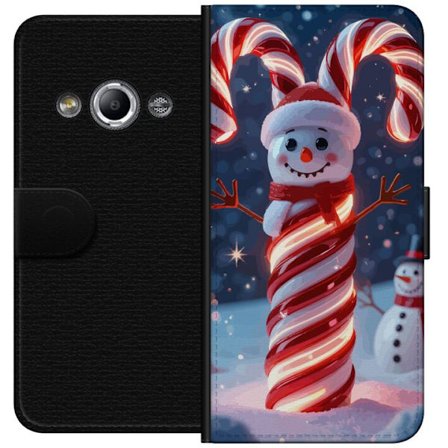 Kompatibelt Lommeboketui til Samsung Galaxy Xcover 3 Gnistrende julegodteri snømann formet av godteri pinner som skinner varmt i et vinterlandskap me
