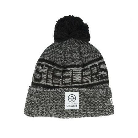 New Era - NFL Svart pom Beanie - Pittsburgh Steelers NFL 25 Sideline Cold Weather Sport Knit Black/Grey Pom @ Hatstore