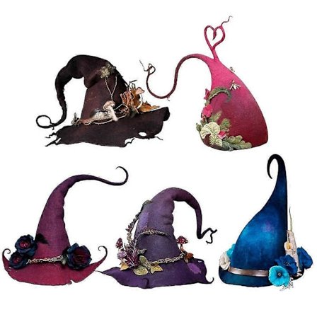 Heksehatt Blomsterranke Filtlue Cosplay Performance Prop Halloweenfest Voksen Brun