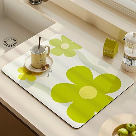 1 st Diskmatta, 40 x 30 cm Diskmatta för Köksbänk, Kaffemaskin. Blommor