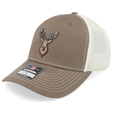 Hunter - Deer Logo 112fp Split Choco Chip/Birch Trucker Trucker Brown Cap - @ Hatstore