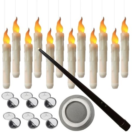 Flytande Ljus med Trollstavsfjärrkontroll, 12-pack LED Flamlösa Flimrande Stiftljus, Batteridrivna Harry Potter Flytande Ljus, Vit - Perfekt