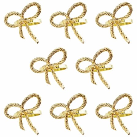 Set av 8 Nyår Bowknot servettringar hållare för bröllop servetter Ring Party