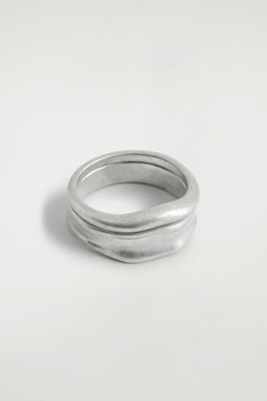 COS 2-Pack Hammered Rings in Silver - Men