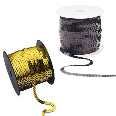 Paljettband Paljettkant BLACK&GULD 2ROLL200YARD black&gold 2roll200yard