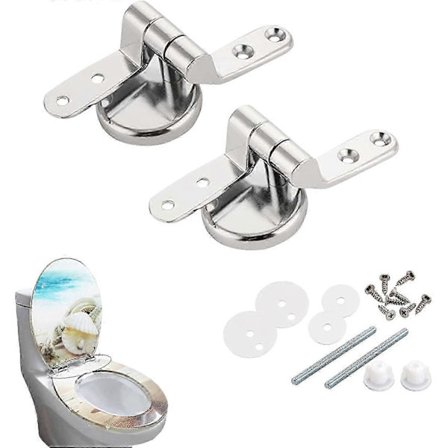 Ersättningsgångjärn för toalettlock, hållbart kromfinish toalettlockstillbehörsset, för installation av fasta toalettlocksdelar - 