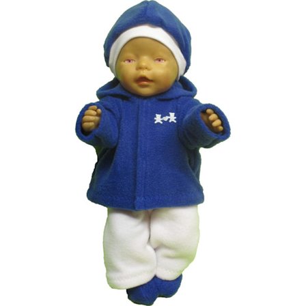 Kornblå/vit fleecedress till Baby Born, dockkläder