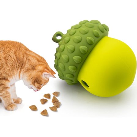 Eikenøtt Godbitdispenser Leke for Alle Typer Hunder og Katter, Morsom Sakte Matdispenser Kjæledyrleker, for Kjedelige Hunder