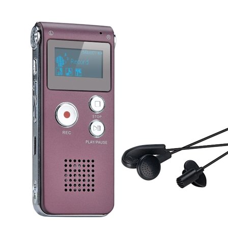 Bærbar Digital Stemmeoptager Lydoptager Diktafon LCD Optager MP3 Afspiller - 8GB (Burgundy)
