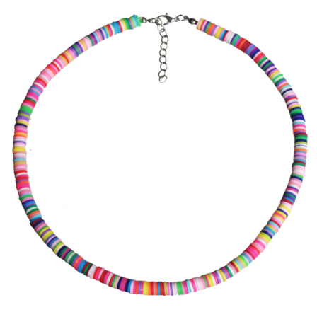 Mode färgglada lerpärlor Choker Boho Rainbow Polymer Clay Halsband Enkel nyckelbenskedja kedja Smycken present till kvinnor flicka Colorful