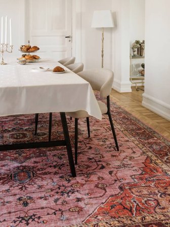 Wasbaar Georgia Oriental Rood/Roze Groot Oeko-Tex Vloerkleed