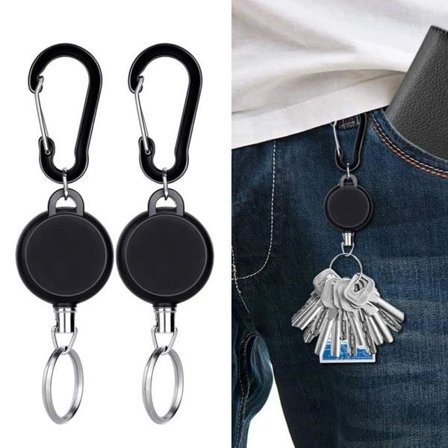 2-pak udtrækkelig nøglering med jojo-funktion og snor