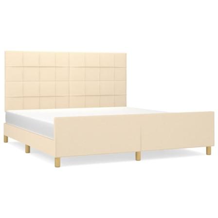 Vidaxl Sängram Med Huvudgavel Gräddvit 180x200 Cm Tyg Kräm