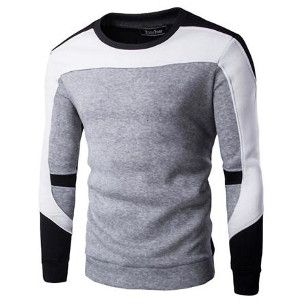 Miesten topit Pyöreäkaula-aukkoinen pitkähihainen neuletoppi casual collegepaita Black And Grey M