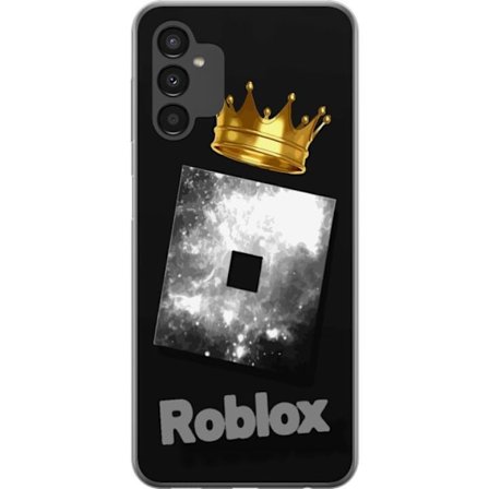 Kompatibel Mobilcover til Samsung Samsung Galaxy A04s Minimalistisk sort og sÃ ̧lvfarvet Roblox-symbol med gylden krone og luksuriÃ ̧s gamer-Ã stetik 