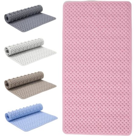 1kpl Kylpymatto Liukumaton Homeenesto - 36x70cm Kylpyammeen Matto Kylpyhuoneeseen Imukupeilla ja Viemärireillä (Pinkki)