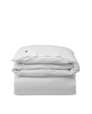Lexington Striped seersucker bed set, white