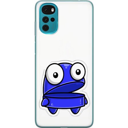 Kompatibel Mobilcover til Motorola Motorola Moto G22 Blå tegneseriefigur med åbent udtryk og store øjne i sjov illustration