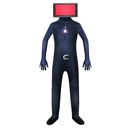 Kids Skibidi Toilet Costume For Boys Tv Man Cameraman Speakerman Halloween Bodysuit Cosplay Dress -a