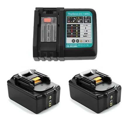 2X 18V 6.0Ah Batteri för Makita 18V Batteri BL1860B BL1860 BL1850B BL1850 BL1840 BL1830B BL1820 med Laddare DC18RC för Makita
