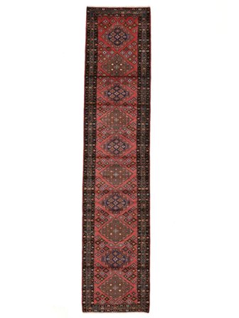 Oriental Mehraban Rug 88X395 Runner Black/Dark Red Wool, Persia