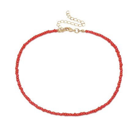 Halskjede Perlekjede Damer Lite Perlekjede Smykker (Rød)