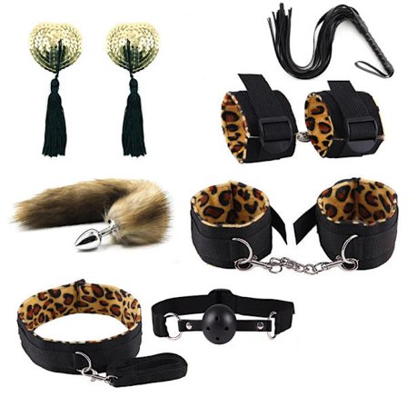 Erotisk kattemaske for kvinner 40cm revehale stimulerer bondage-restriksjoner nylon plysj BDSM sexy håndjern pisk metall anal sexleketøy plugger