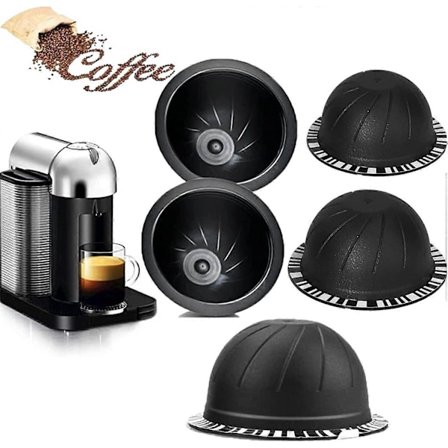 5 st Återanvändbara Vertuo Kapslar Påfyllningsbara Kaffekapslar (Brun 150ml, 5)
