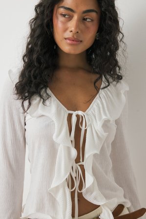 NA-KD - Strukturert topp med knyting - Knytetopper - Offwhite - S