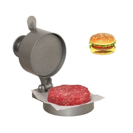 Hamburger-, krabba- och korvpress, 4 1/2" diameter, 1/4 lb till 3/