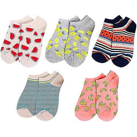 5 Par Kvinners Ankelsokker Casual Bomulls Treningssokker Sklisikre